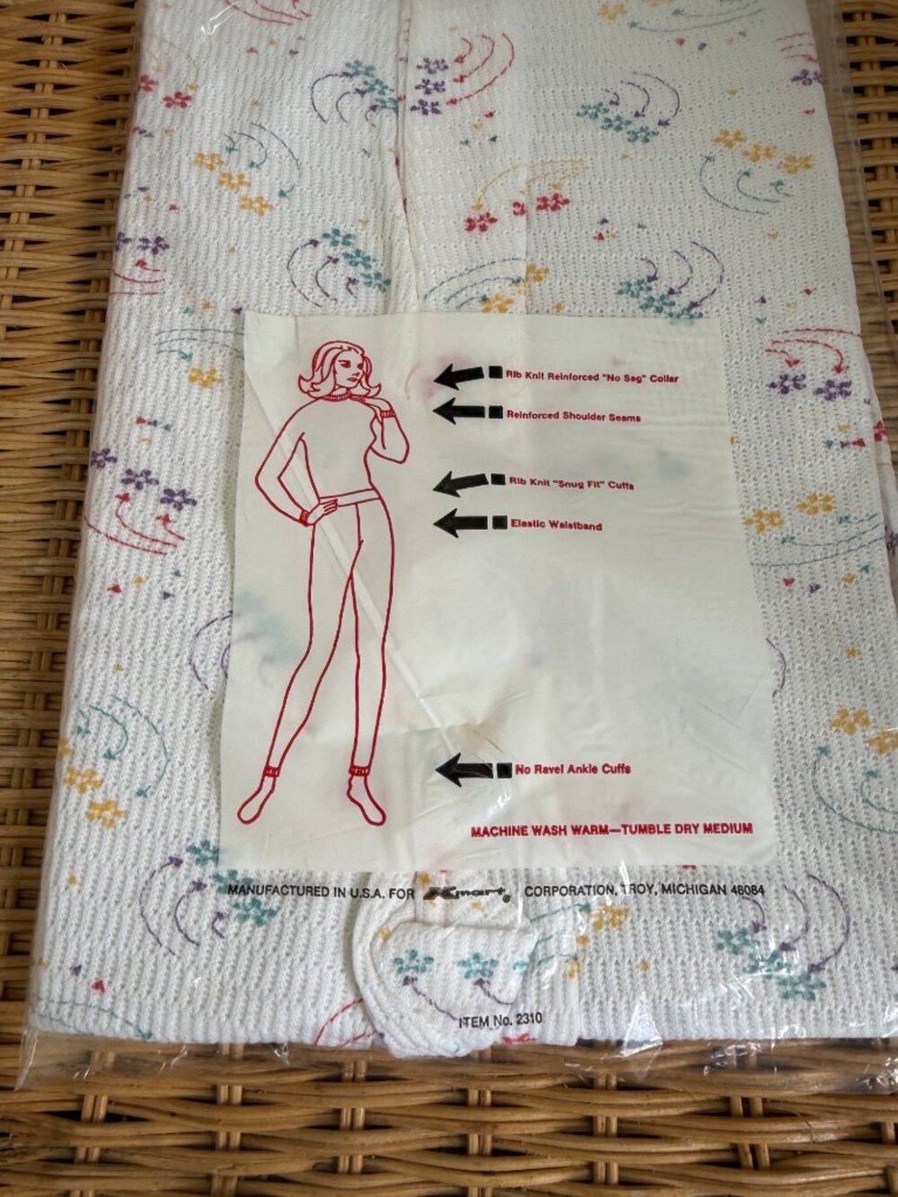 Vintage 1970s NOS KMart Womens Thermal Underwear Size XL Floral - Picture 10 of 10